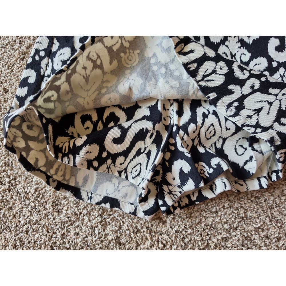 Zara Black White Ikat Damask Jacquard High Waisted Cotton Shorts Small NWT - Picture 4 of 11